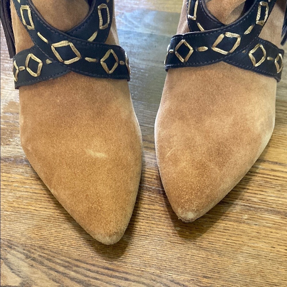 NEW Free People Women's Bronte Belt Ankle Wrap Boot Size 7 in Toffee Suede - Picture 7 of 8